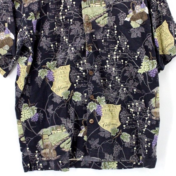 David Carey Shirt Mens Black Button Down Abstract Winery All Over Print Collared - Picture 4 of 9